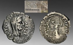 Roman Imperatorial era: 44 BC silver denarius of Julius Caesar, lifetime issue