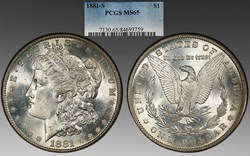 United States: 1881-S silver Morgan dollar