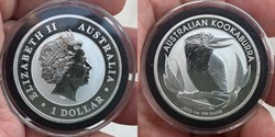 Australia: 2012-P silver dollar of Elizabeth II, Kookaburra bullion coin (1 ounce, .999 fine)