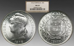 Portugal: silver 50 centavos, 1916