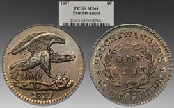 United States (New York): 1837 nickel silver private pattern cent, Feuchtwanger's Composition