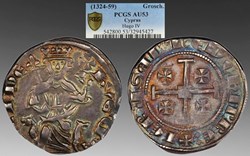 Crusader States (Cyprus): ca. 1324-1359 silver gros of Hugo IV