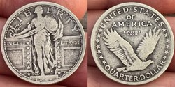 United States: 1917 silver Standing Liberty quarter, Type 1