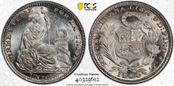 Peru: 1900-JF silver dinero, 1900/898 overdate (PCGS MS64+)
