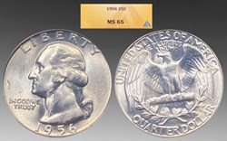United States: silver Washington quarter, 1956