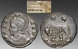Roman Empire: ca. 330-340 AD billon reduced centenionalis; VRBS ROMA city commemorative