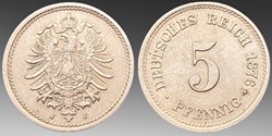 Germany (Imperial): copper-nickel 5-pfennig of Wilhelm I, 1876-J, Hamburg mint