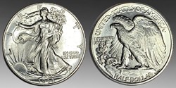 United States: silver Walking Liberty half dollar, 1944