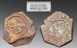 Spain: "New World Pirate Era Bronze Nummis c.1400-1600 AD" [sic], in INB holder