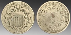United States: copper-nickel Shield nickel, 1882