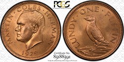 Lundy: 1929 bronze Puffin token issued by Martin Coles Harman