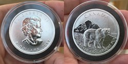 Canada: 2011 silver 5-dollars of Elizabeth II, Grizzly Bear bullion coin (1 ounce, .9999 fine)