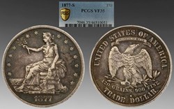 United States: 1877-S silver Trade dollar