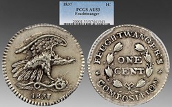 United States (New York): nickel silver private pattern cent, Feuchtwanger's Composition, 1837