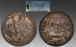 Swiss Cantons (Zürich): 1739 silver "city view" 1/2-thaler (1 gulden of 36 schillings)