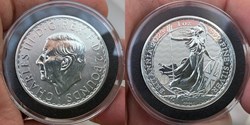 Great Britain: 2023 silver 2-pounds of Charles III, Britannia bullion coin (1 ounce, .999 fine)