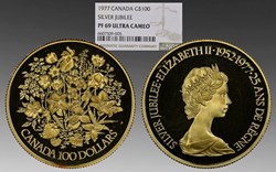 Canada: 1977 gold proof 100 dollars of Elizabeth II, Silver Jubilee issue