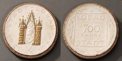 Germany (Löbau): 1921 white gilt porcelain medal, 700th anniversary