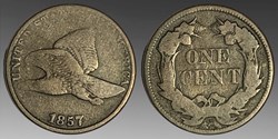 United States: copper-nickel Flying Eagle cent, 1857