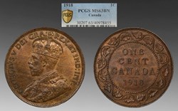 Canada: bronze large cent of George V, 1918