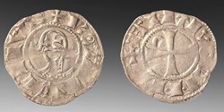 Crusader States: ca. 1163-1201 AD silver "helmet" denier of Bohemond III of Antioch