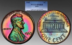United States: 1965 bronze specimen Lincoln Memorial cent, Special Mint Set issue