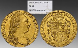 Great Britain: 1781 gold "Rose" type guinea of George III