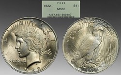United States: 1922 silver Peace dollar
