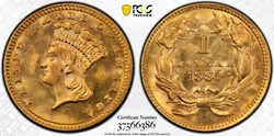 United States: 1885 gold dollar, Type 3, ex. D.L. Hansen Collection