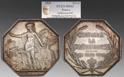 France (Compagnie La Prévoyance): 1869 silver jeton engraved by Paulin Tasset
