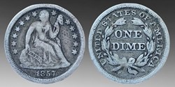 United States: silver Seated Liberty dime, 1857