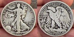 United States: 1917 silver Walking Liberty half dollar