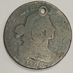 USA: 1798 Draped Bust large cent, holed