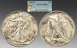 United States: 1938-D silver Walking Liberty half dollar