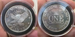 United States (private mint, Sunshine Minting) 1991 silver round (1 ounce, .999 fine)