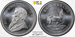 South Africa: 2020 silver Krugerrand, 1 ounce .999 silver (PCGS MS66)