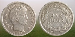 (DD003) USA: 1899 silver Barber dime