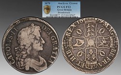 England: 1679 silver crown of Charles II, TRICESIMO PRIMO edge