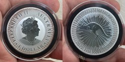 Australia: 2022-P silver dollar of Elizabeth II, Kangaroo bullion coin (1 ounce, .9999 fine)