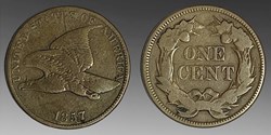 United States: copper-nickel Flying Eagle cent, 1857