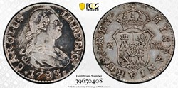 Spain: 1793-S CN silver half-real of Charles IV (PCGS AU details)