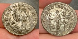 Roman Empire: ca. 270-275 AD billon or silvered bronze antoninianus of Severina, wife of Aurelian