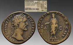 Roman Empire: ca. 159 AD bronze sestertius of Antoninus Pius