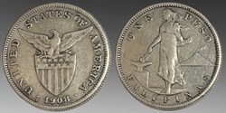 Philippines (US Administration): silver peso, 1908-S