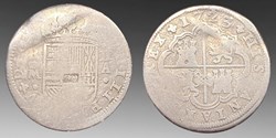 Spain: silver 2-reales of Philip V, 1723-A, Madrid mint, with unknown counterstamp