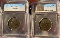 Canada: 1898-H bronze large cent of Queen Victoria (ICG AU55)