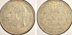 Belgium - 5 Francs, 1867