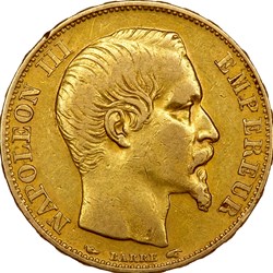 20 francs, tête nue, Napoléon III, 1854, Paris
