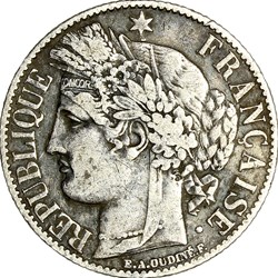 1 franc Cérès, IIIe République, 1872, petit A, Paris