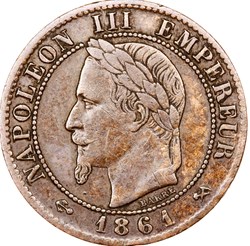 Un centime, tête laurée, Napoléon III, 1861, Bordeaux